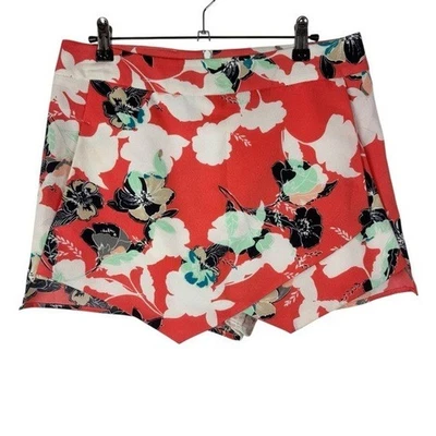 Aqua Coral Blue & White Floral Mini Skort L - Image 1 of 4