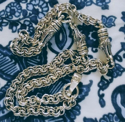 СЕРЕБРО BARRY KIESELSTEIN ШНУР ROLO ЦЕПОЧКА 3 АЛЛИГАТОРОВ ОЖЕРЕЛЬЕ 68 GR - Изображение 1 из 4