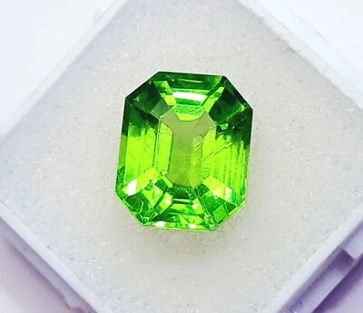 Peridot Radiant Cut 9.90 Ct Certified Loose Gemstone With Free Gift - Image 1 of 4