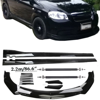 Front Bumper Spoiler Body Kit /Side Skirt/Strut Glossy Black For Chevrolet Aveo Foto 1 de 4