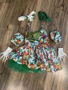 Multi Color Dancewear With Bows, Gloves, Arm Bands And Dress Size 8 - Picture 1 of 7