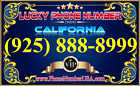 Lucky Phone Number California (925) 888-8999