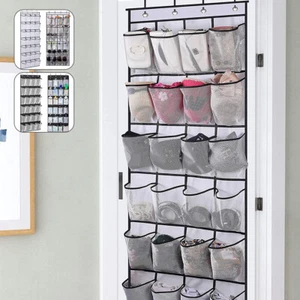 Large Over The Door Hanging Clear Shoe Organizer 24Pocket Visible Mesh Storage* - Picture 1 of 13