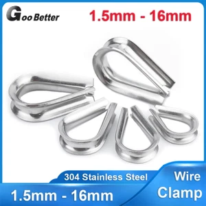 304 Stainless Steel Thimble Loops Eyelets to Swage Wire Rope Cable 1.5mm-16mm - Picture 1 of 25