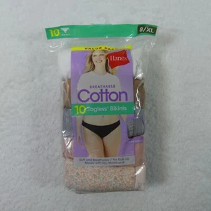 Hanes Underwear Womens 8 Extra Large Bikinis Breathable Cotton 10 Pairs - Picture 1 of 11