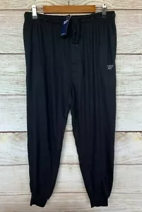 Pantaloni da notte Reebok uomo taglia large neri slim fit maglia sottile sleep joggers nuovi L - Foto 1 di 3