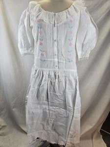 Vestidos Para Teatro Mujer Blanco Algodón Verano Como Teñido 42 Busto - Imagen 1 de 5