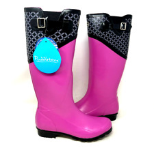 Puddletons Woman's Classic Tall Rubber Rain Boots Pink #PC104C Size:10 W106