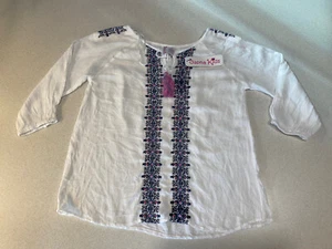 Japna Kids White Boho Girl's Shirt ~ Size 12 ~ Boho Hippie ~ 100% Viscose ~ NWT - Picture 1 of 12