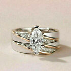 2.00 Ct Marquise Simulated Diamond Wedding Bridal Ring Set 925 Sterling Silver