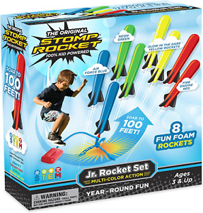 Jr Multi-Color Rocket Launcher for Kids, 8 Rockets - Fun Outdoor Kids Gifts for 