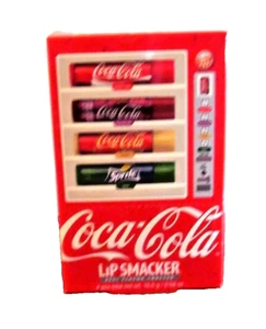 Brand New Lip Smacker Coca Cola 4 Pcs Set Soda Machine RARE Vanilla Coke Sprite - Imagen 1 de 1