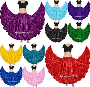 Satin 25 yard skirt Tribal Belly Dance 4 Tiered Gypsy Skirt Flamenco ATS FCBD - Picture 1 of 40