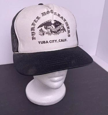 Gorra de camionero vintage - cuero de cerdo púrpura Yuba City Calif SnapBack Foto 1 de 4