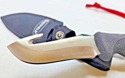 SHEFFIELD GUT HOOK KNIFE, BLADE LENGTH 3.75 OVERALL 8.25, WITH SHEATH      (OF) - Image 1 of 4