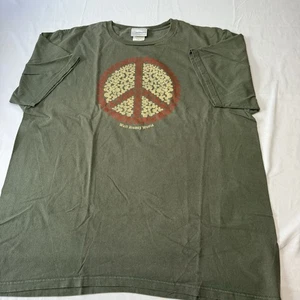 Walt Disney World Mickey Mouse Ears Peace Sign T-Shirt XL Green 100% Cotton - Picture 1 of 3