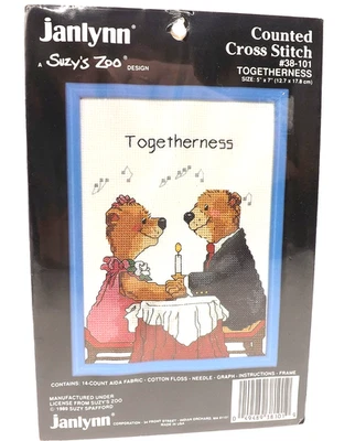 Janlynn Suzy's Zoo Togetherness Kit de punto de cruz y marco #38-101 osos contados Foto 1 de 4