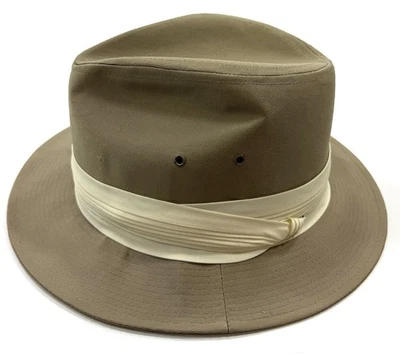 Sombrero Fedora Borsalino EE. UU. De Colección Talla XL ACTWU Hecho en Unión Años 70 Lona Caqui Foto 1 de 4