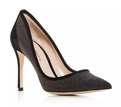 Zapatos de salón de tacón de aguja de terciopelo brillante Decolette para mujer GIORGIO ARMANI EE. UU. 9 Foto 1 de 4