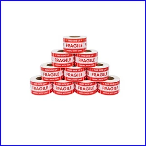 5000 pegatinas frágiles duraderas de 2" x 3" - adhesivo fuerte, rojo llamativo - Imagen 1 de 8