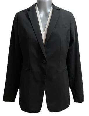 NEW Banana Republic Long & Lean Italian Wool Blend Blazer Women 2 Black - Image 1 of 4