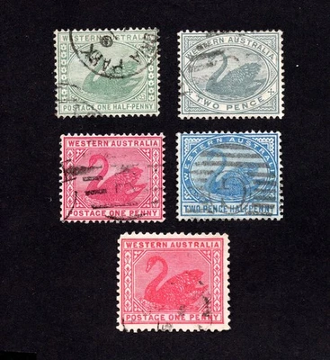 Australia Occidental 1885-1909 grupo de sellos SG#96+97 usado CV=11$ Foto 1 de 2