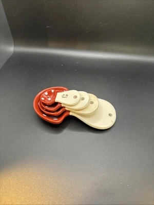 4 Red Polka Dot Mushroom Measuring Spoons Country Primitive Kitchen Decor  - Image 1 of 3
