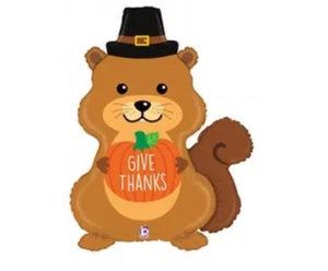 Set of 2 Betallic Thanksgiving 32" Pilgrim Squirrel Shape Balloon New Free Ship - Picture 1 of 1