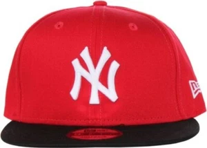New Era 9Fifty Nylon Casquette Visière Plate Capuchons en Rouge Noir - Picture 1 of 6