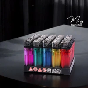 10er Feuerzeug Reibrad Mit Kindersicherung Farbig Sortiert  - Bild 1 von 2