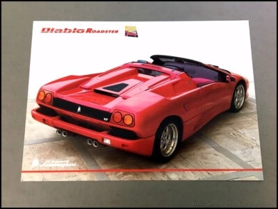 1996 Lamborghini Diablo Roadster Original 1-page Car Brochure Leaflet Spec Card - Image 1 of 2