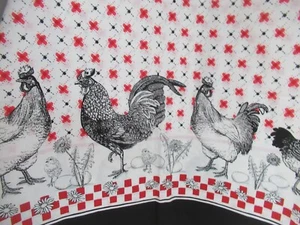 Rooster Chicken  Cock A Doodle Cotton Fabric Traditions Red/Black BORDER 1Y3"X44 - Picture 1 of 11
