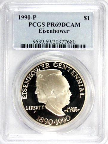 1990-P Eisenhower Dollar PCGS PR 69 DCAM #GA3-80 Cover