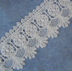4 Yards 3" - 4" Wide Vintage Cotton Crochet FLoral Lace Trims Ivory zhm59 - Picture 1 of 5