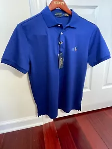 New POLO RALPH LAUREN Men's Blue Custom Slim Fit Soft Cotton Polo Shirt Size M - Picture 1 of 2