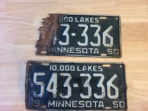 Rare 1950 Minnesota 10,000 Lakes License Plate #543-336 Pair Lot 2 Plates - Picture 1 of 6