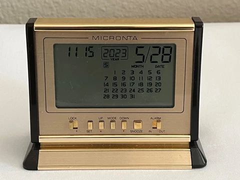 VINTAGE 1980'S MICRONTA #63-761 LCD DESK CALENDAR TRAVEL CLOCK ~ WORKS Cover