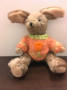 HugFun Bunny Rabbit in Sweater Jointed Plush Toy Stuffed Animal 1999 with Tags - Picture 1 of 6