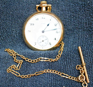 Antique Elgin Fahy's Montauk Pocket Watch with Art Deco Chain and Fob