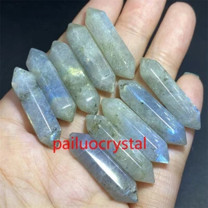 Varita de cristal de cuarzo obelisco de labradorita natural al por mayor de 10 piezas gema de doble punta - Imagen 1 de 12
