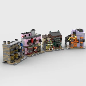 MOC: 4-in-1 Magic Shop Ice Cream Parlour Architecture Bundles 1617 Pieces - Picture 1 of 5