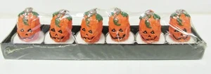 Halloween Jack-O-Lantern NOVELTY Tealight Wick Burning Wax Candles Pack of 6-NEW - Picture 1 of 7