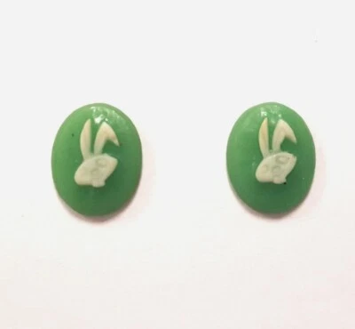 24 conejos verdes vintage Hong Kong Wedgwood 10x8 mm. Camafeos de resina ovalada 429PT  Foto 1 de 4