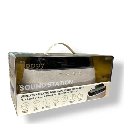 Sound Station Digital Alarm Clock Wireless Speaker Charging Pad RGB LED Lamp NEW - Image 1 of 4