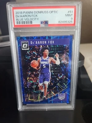 2018-19 Panini Donruss Optic De’Aaron Fox Blue Velocity #51 Sac Kings PSA 9 Mint - Image 1 of 2