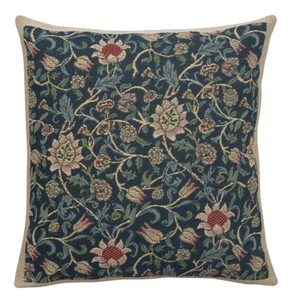 Throw Pillow Cover - Fleurs de Morris Blue - Tapestry Cushion Cover - 16x16 in - Picture 1 of 13
