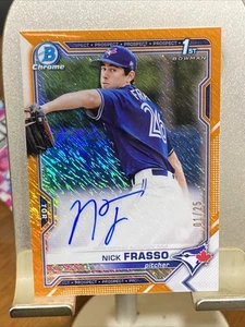 EBAY 1/1 SP 2021 Auto 1st Bowman Chrome Rookie Refractor Nick Frasso #1/25 - Picture 1 of 2