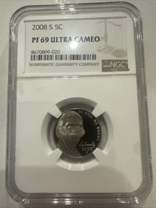 2008 S Proof Jefferson Nickel Graded PF69UC NGC - Picture 1 of 2