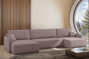 Wohnlandschaft mit Schlaffunktion Sofa LOUIS Stoff Scala Lavendel - Bild 1 von 4
