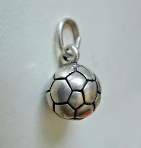 Sterling Silver 3D Small 8mm Solid Soccer Ball Charm! - Foto 1 di 6